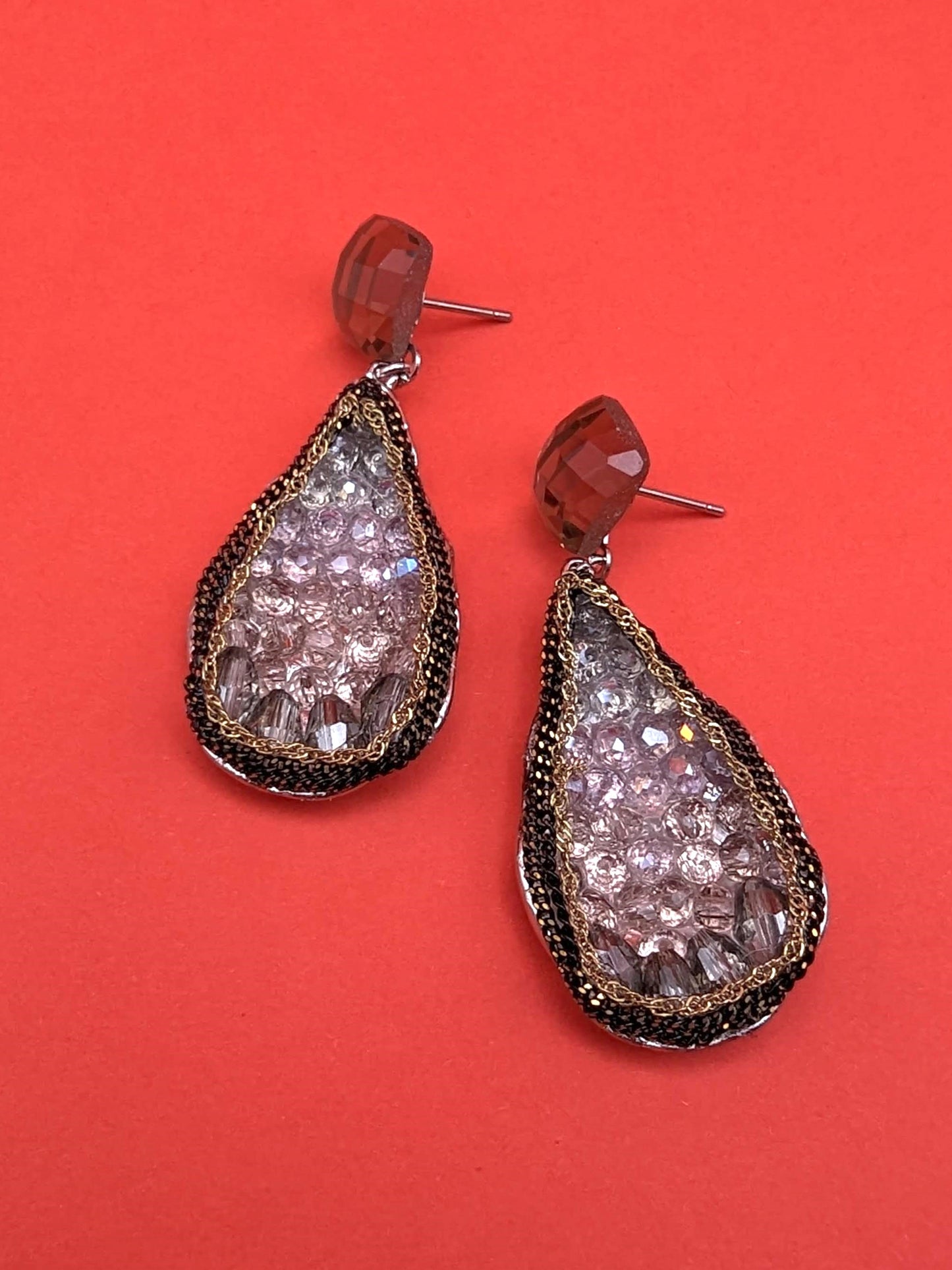 Pink Teardrop Sparkler Earrings