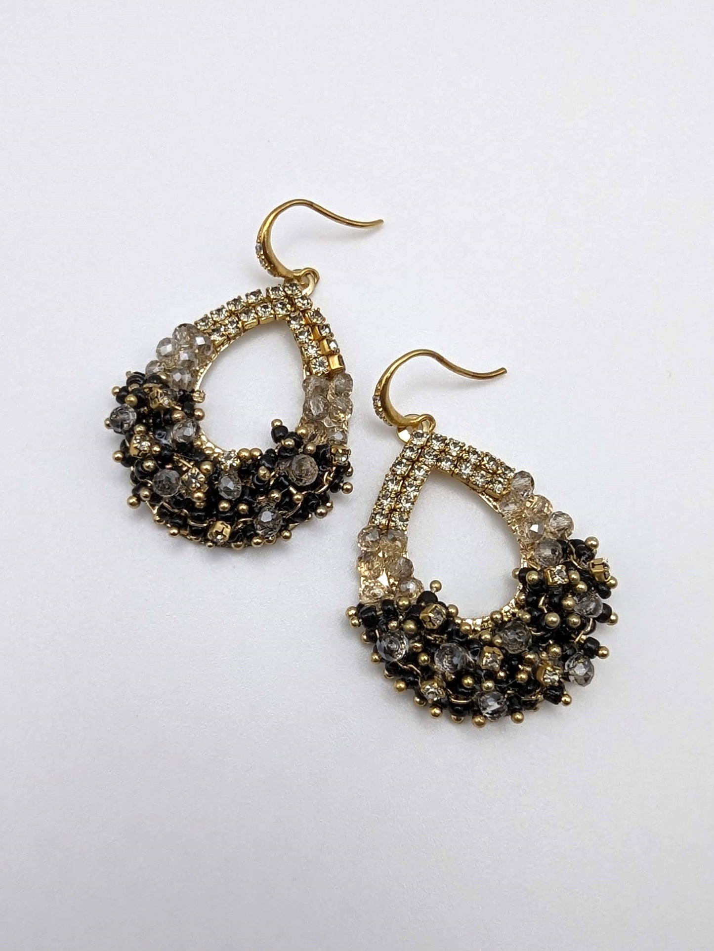 Black & Gold Teardrop Sparkle Earring